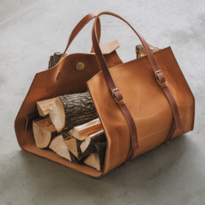 Backyard Firewood Pull Up Leather Log Carrier