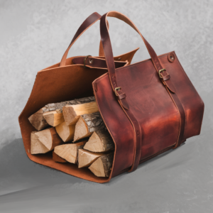 Woodsman’s Essential Pull Up Leather Log Carrier