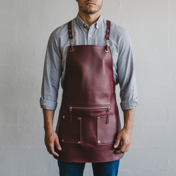 Parker 1 Zipper Cowhide Leather Apron - Image 1