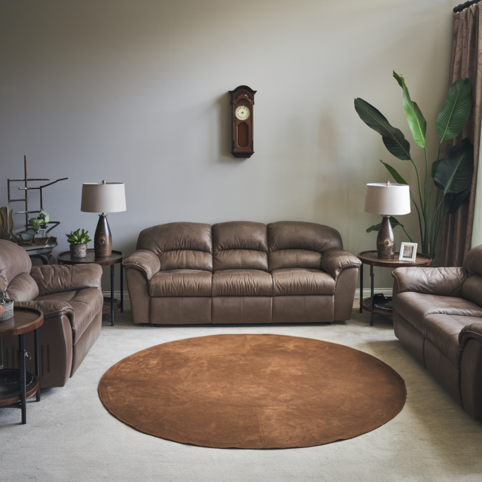 Elegant Living Room Suede Leather Rug