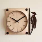 Wood Pecker Minimalist Leather Wall Clock