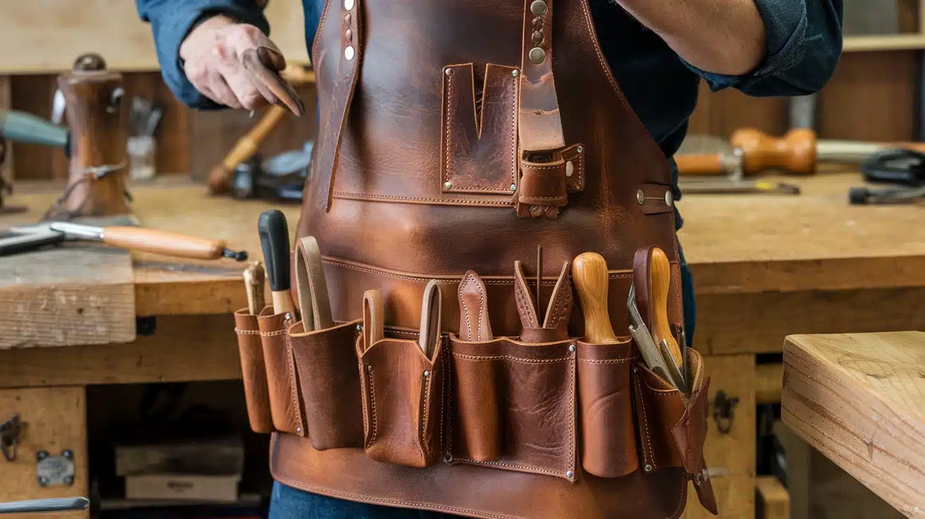MIND-BLOWING LEATHER WORK APRON FOR PROFESSIONAL USE