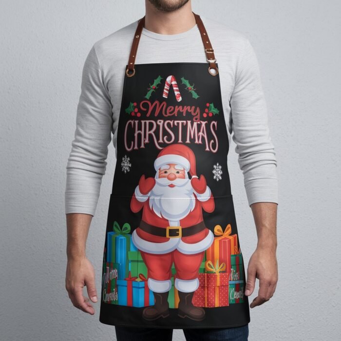 Gingerbread Baker Black Crazy Horse Leather Apron - Image 1
