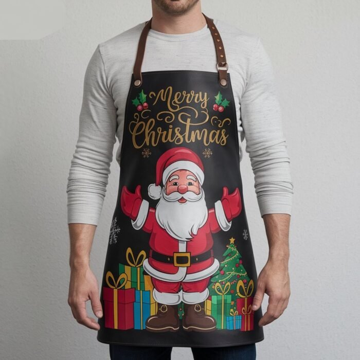 Cozy Cabin Black Crazy Horse Leather Apron - Image 1