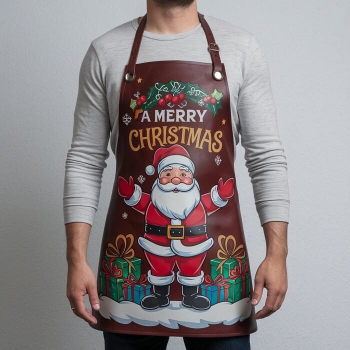 Starry Night Mahroon Crazy Horse Leather Apron - Image 1