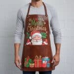 Jingle Red Bell Crazy Horse Leather Apron