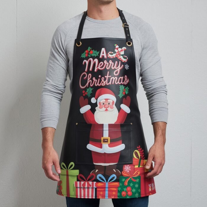 Winter Wonderland Black Crazy Horse Leather Apron - Image 1