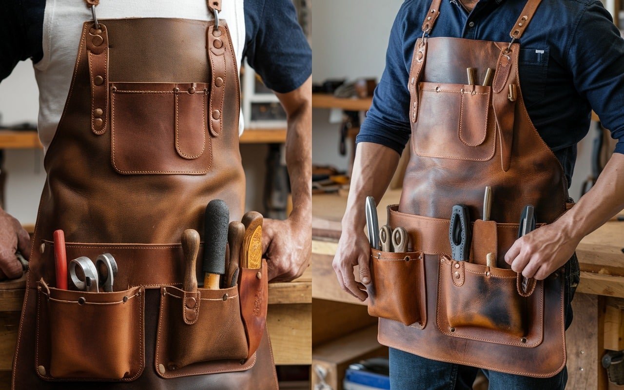 MIND-BLOWING LEATHER WORK APRON FOR PROFESSIONAL USE