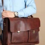 Brown Leather Satchel Messenger Bag - Vintage Laptop Bag for Men - Image 8