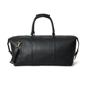 Black Leather 40L Duffle Bag-Custom Weekender Carry-On-Perfect Gift for Him