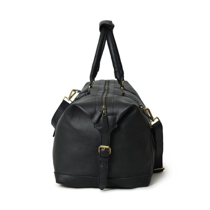 Black Leather 40L Duffle Bag-Custom Weekender Carry-On-Perfect Gift for Him