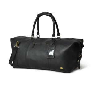 Black Leather 40L Duffle Bag-Custom Weekender Carry-On-Perfect Gift for Him