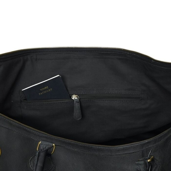 Black Leather 40L Duffle Bag-Custom Weekender Carry-On-Perfect Gift for Him