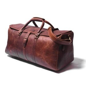 Brown Leather Duffel-Weekender & Carry-On Travel Bag-Custom Christmas Gift for Men