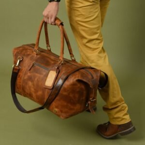 Custom Leather Duffle Bag-Perfect Weekend Travel & Gym for Men