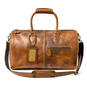 Custom Leather Travel Bag-Brown Men’s Duffle & Gym Bag