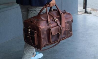 Durable Leather Travel Bag-Custom Retro Weekender for Men & Women