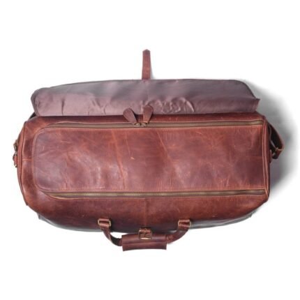 Full Grain Leather Duffel Bag–Custom Monogrammed Weekender & Valentine's Day Gift