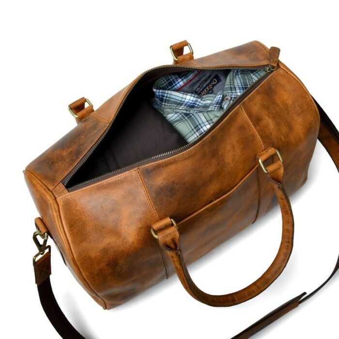 High-Quality Leather Duffel Bag-Brown Gym & Travel Bag-Personalized Gift for Him