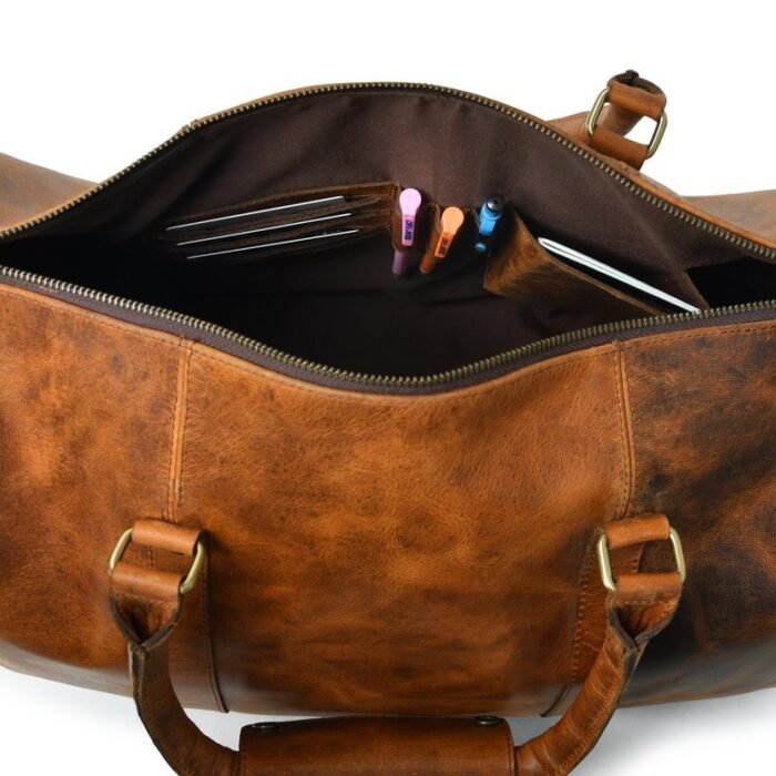 High-Quality Leather Duffel Bag-Brown Gym & Travel Bag-Personalized Gift for Him