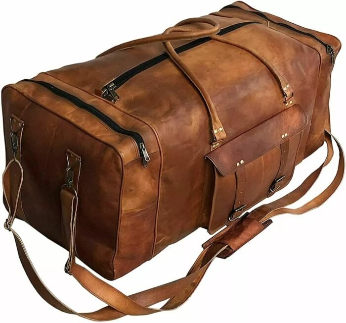 Large Leather Duffel Bag Luggage Weekender Travel Gym Sport Overnight Duffel 32