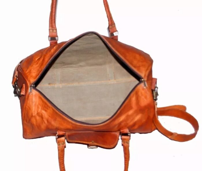 Leather Overnight Bag Vintage Luggage Travel Weekender Duffel