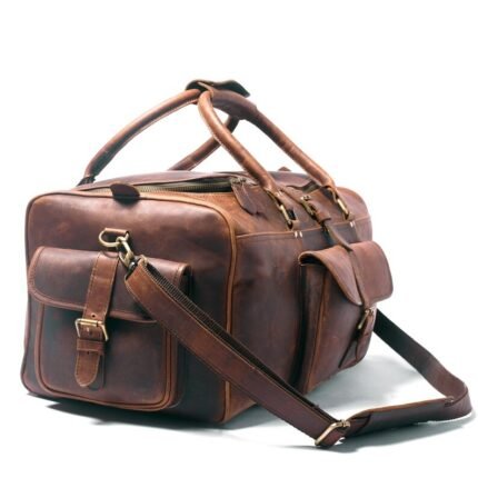 Leather Travel Duffel Bag-Brown Vintage Leather Weekender-Perfect Personalized Valentine’s Gift