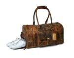 Leather Travel Duffle Bag with Shoe Pocket