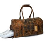 Leather Travel Duffle Bag with Shoe Pocket