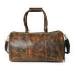 Leather Travel Duffle Bag with Shoe Pocket