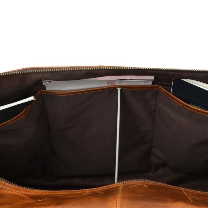 Leather travel bag for men-Handmade Brown Weekender
