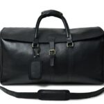 Luxury Personalized Black Leather Duffle-Men’s Travel & Weekend Bag