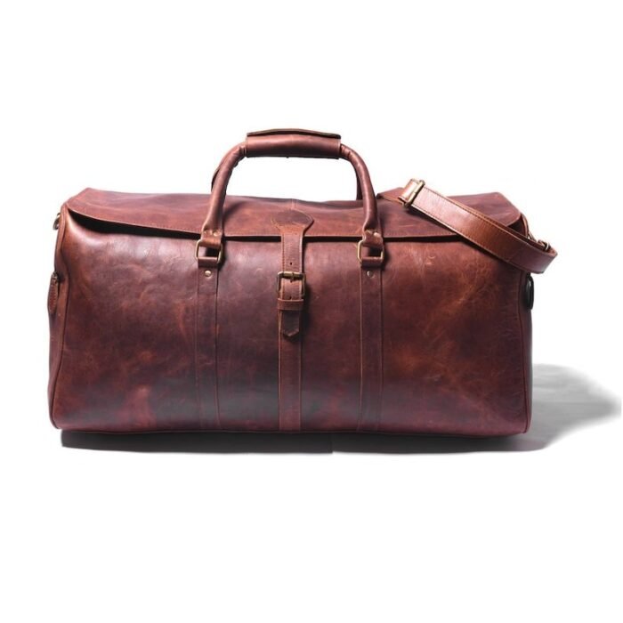 Men's Leather Weekender-Brown Duffle Bag-Classic Travel Holdall