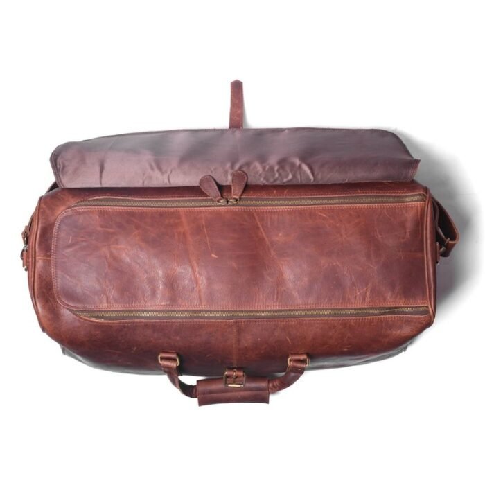 Men's Leather Weekender-Brown Duffle Bag-Classic Travel Holdall