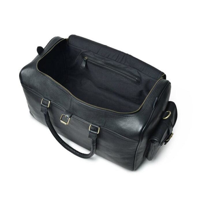 Personalized Black Leather Duffle Bag-Custom Men’s Travel Weekender-Ideal Gift for Him