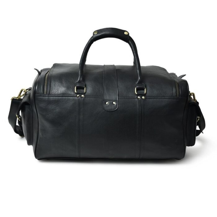 Personalized Black Leather Duffle Bag-Custom Men’s Travel Weekender-Ideal Gift for Him