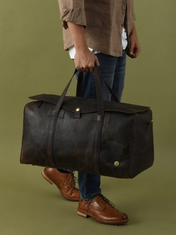 Personalized Full Grain Leather Duffle Bag-The Ultimate Weekender for Him