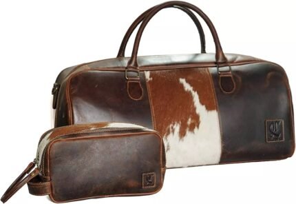 Premium Leather Buffalo Travel & Gym Duffle Bag for Men with Dopp Kit