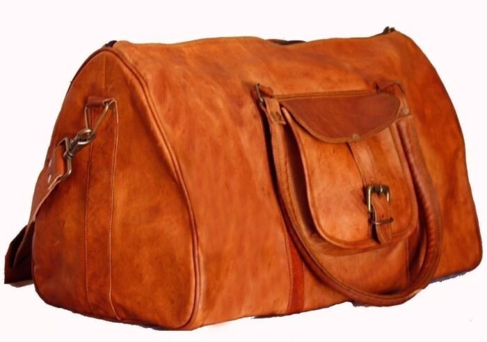 Premium Leather Overnight Bag – Vintage Weekender Duffel for Travel