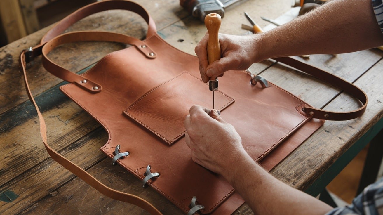 "DIY Leather Apron: Sew Without Using Pattern Pieces
