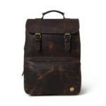 Vintage Brown Leather Laptop Backpack-Customizable Gift for Sons & Men