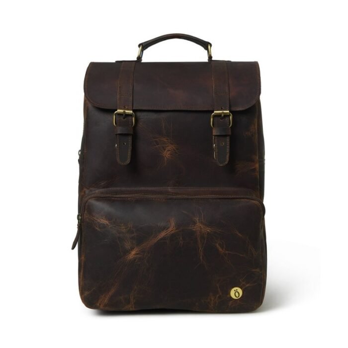 Vintage Brown Leather Laptop Backpack-Customizable Gift for Sons & Men