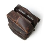Vintage Brown Leather Laptop Backpack-Customizable Gift for Sons & Men