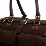 Full Grain Leather Bag with Personalized Initials - Brown Duffle Bag for Men