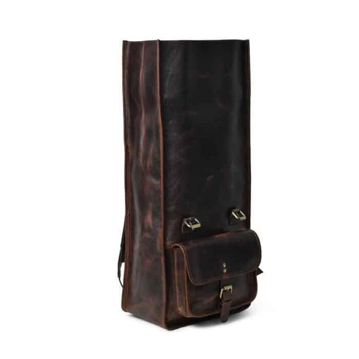 Handcrafted Laptop Backpack - Personalized Leather Roll top Crossbody Travel Bag - Image 4