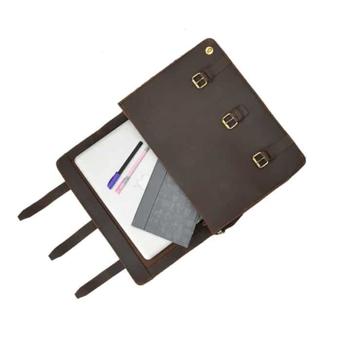 Personalized Leather Messenger Bag for 15" Laptop - Premium Leather Satchel Briefcase - Image 6