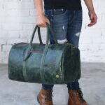 Men's Leather Duffel Bag with Integrated Shoe Compartmen