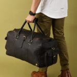 Men's Leather Duffel Bag with Shoulder Strap